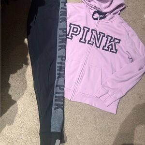 PINK Victoria's Secret Black and Gray Track Pants